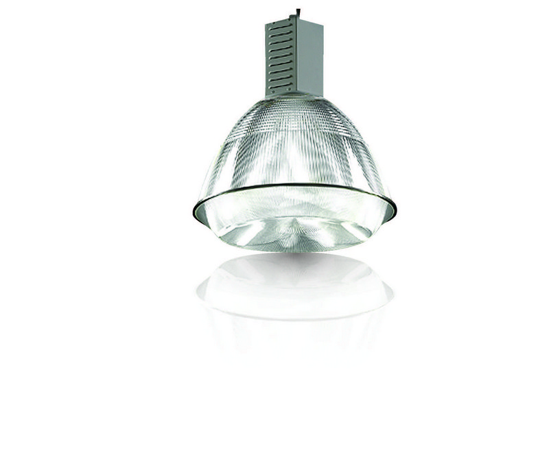 Aesthetic classic design fluorescent High-Bay available with 3 Biax or CFL lamps.